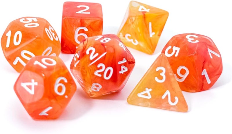 vvpesca Orange DND Dice Set of 7 – Polyhedral Dice Set for TTRPGs,Dungeons and Dragons,Role Playing Games and Other Table Games– D20 System Dice (Bright Orange) - Image 2